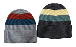 Snow Bowl Kids Rib Knit Cuff Cap, Double Stripe - Kids Winter Clearance